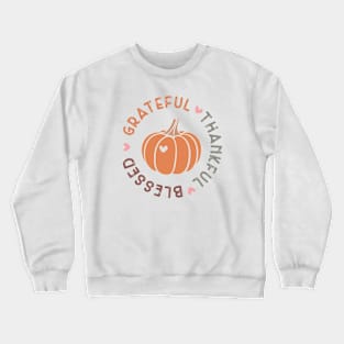 Grateful Thankful Blessed Pumpkin Hearts Crewneck Sweatshirt